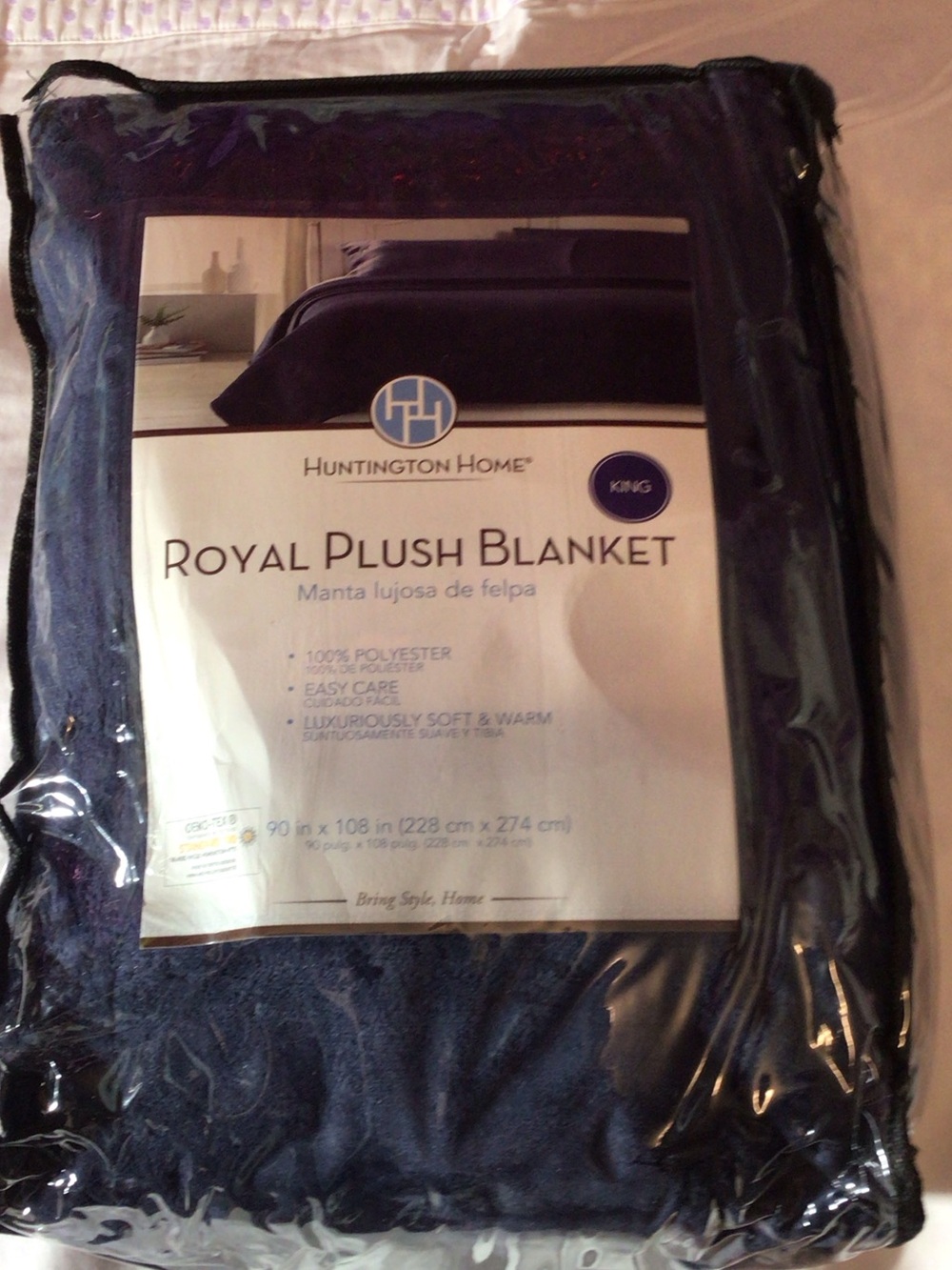 Huntington Home Navy Blue Royal Plush Blanket